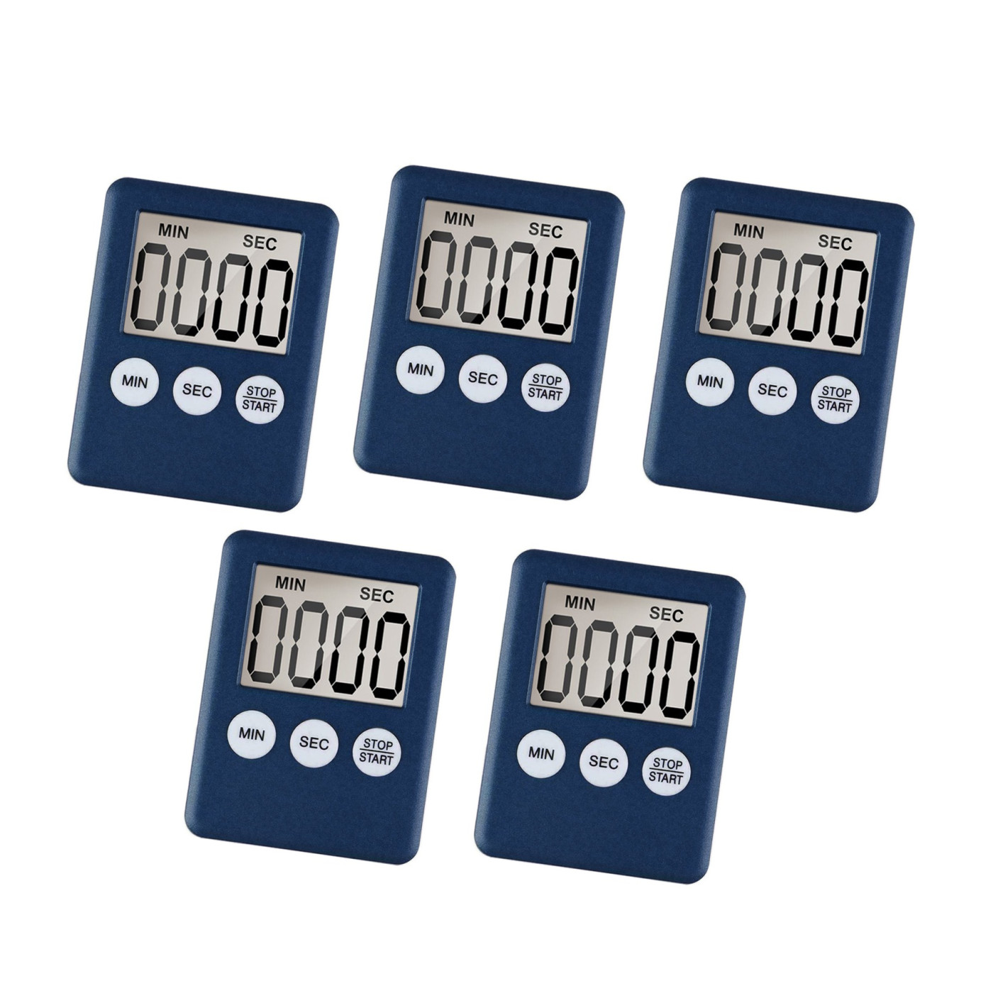 Set di 5 timer digitali, sveglie, blu scuro