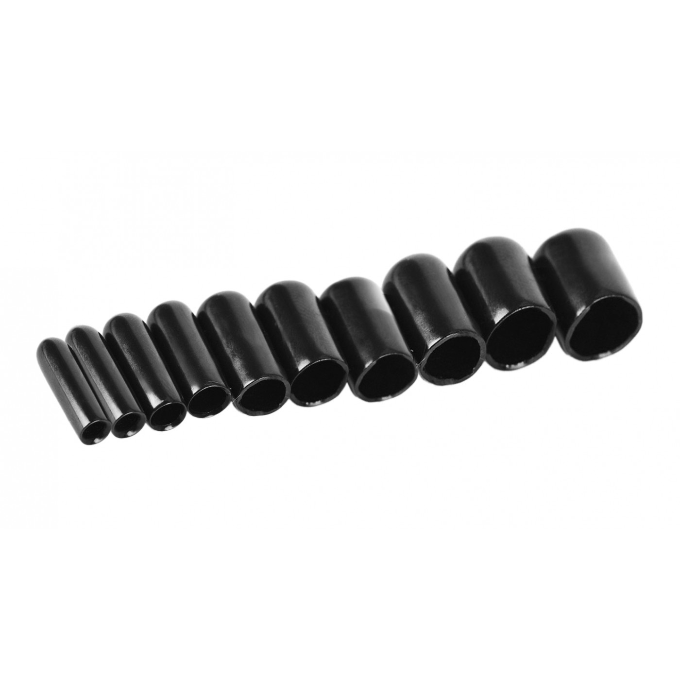 Set of 50 flexible protective sleeves (round, 10 mm, black)