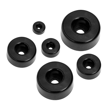 Set of 50 buffers/bumpers (round, 15 mm, black)