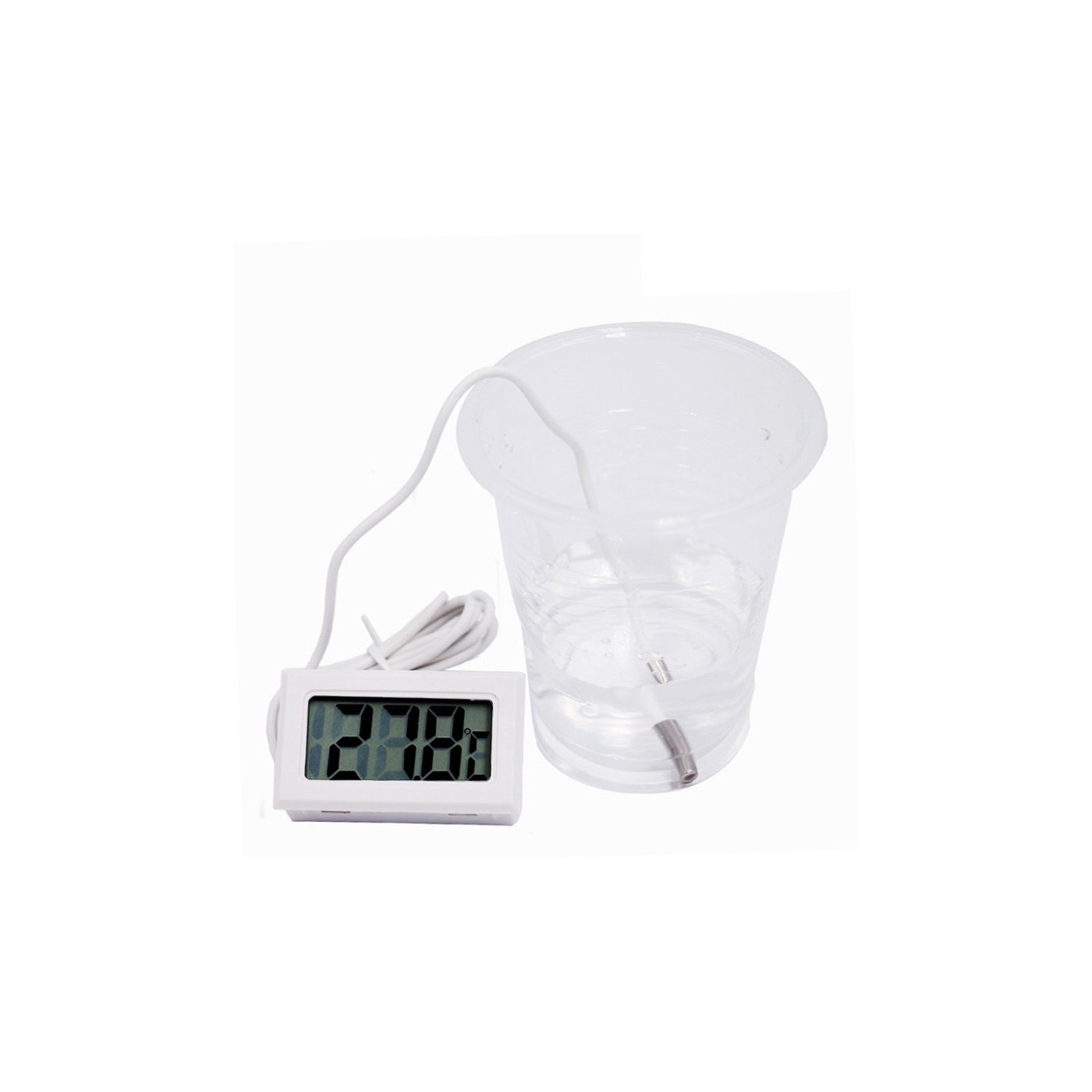 Thermomètre LCD blanc avec sonde (pour aquarium, etc.) - Wood, Tools & Deco