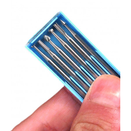 6 HSS mini freesjes, 1.8x40 mm, 2.35 mm schacht