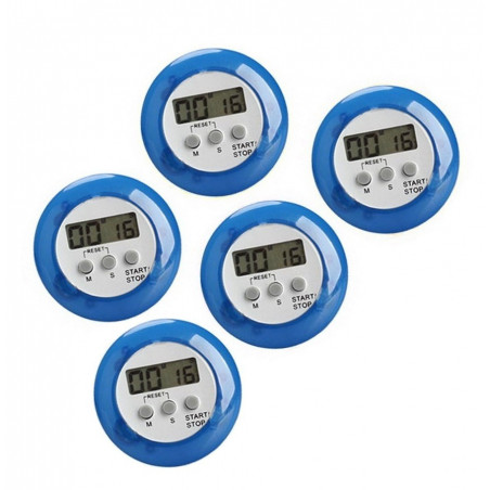 Set of 5 digital kitchen timers, alarm clocks, blue - Wood, Tools