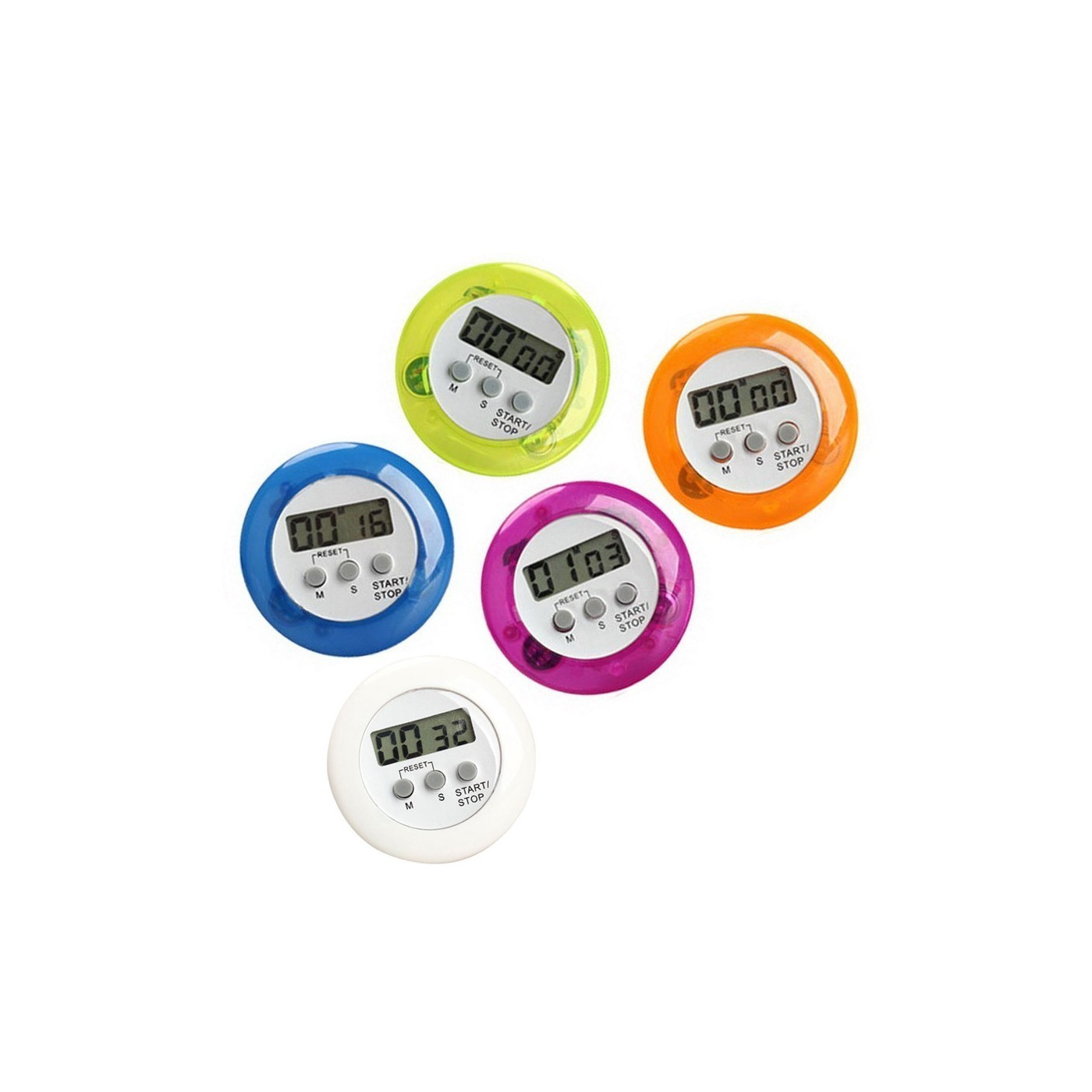 Set of 5 digital kitchen timers, alarm clocks, purple - Wood