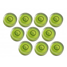 Set of 10 small round bubble levels size 9 (25x10 mm)