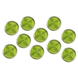Set of 10 bubble level vials (32x7 mm, green)