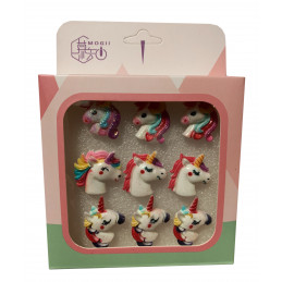 Set of 9 cute thumbtacks in a box (model: unicorn2)