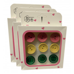 Set of 27 cute thumbtacks in boxes (model: buttons pink
