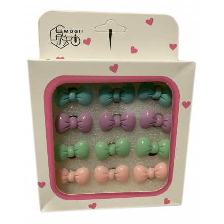 Set of 12 cute thumbtacks in a box (model: bowknots colored)