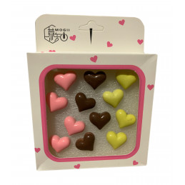 Set of 12 cute thumbtacks in a box (model: hearts, pink, brown