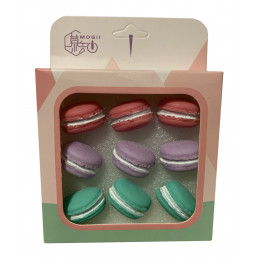 Conjunto de 9 chinchetas lindas en una caja (modelo: macarons)