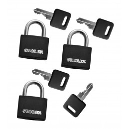 Set van 3 hangsloten (30 mm, zwart, met 4 sleutels)