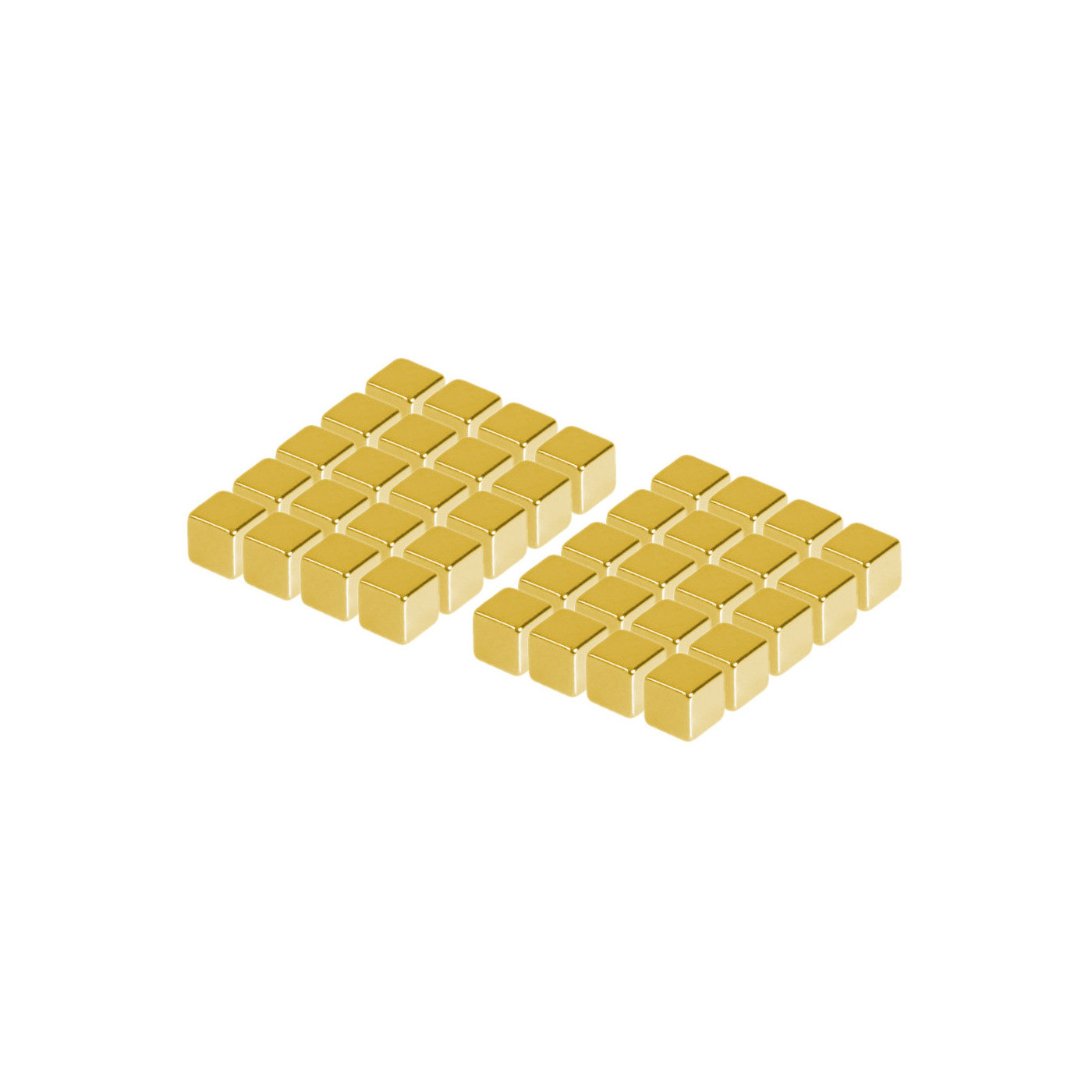 Set of 216 strong magnets (gold, cube: 5x5x5 mm)