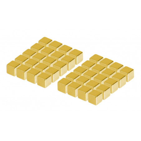 Set of 216 strong magnets (gold, cube: 5x5x5 mm)