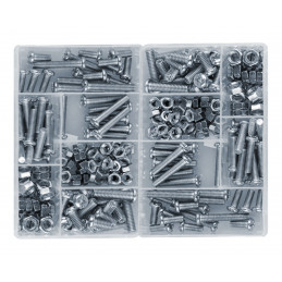Set of 250 pieces bolts and nuts in 2 boxes