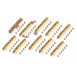 Set von 10 langen Scharnieren (6,5 cm Länge, Gold, max. 90 Grad