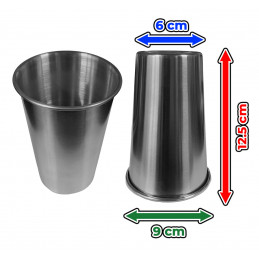 Set of 6 stainless steel cups, 230 ml, with rolled edge - Wood, Tools & Deco