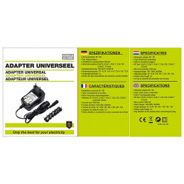 Universele adapter van 230V (AC) naar 3.0-12V (DC), 1000 mA